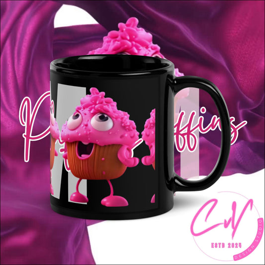 Muffy Black Glossy Mug (Multiple Sizes)